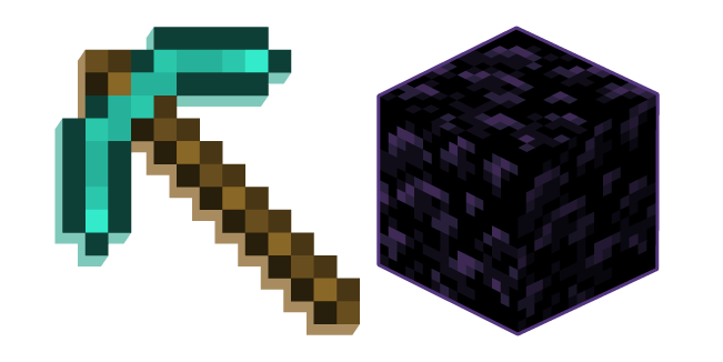 Minecraft Obsidian and Diamond Pickaxe Cursor