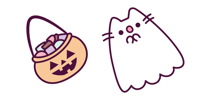 Ghost Pusheen and Basket of Sweets Cursor