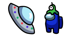 Among Us Character in Brainslug Hat and UFO cursor