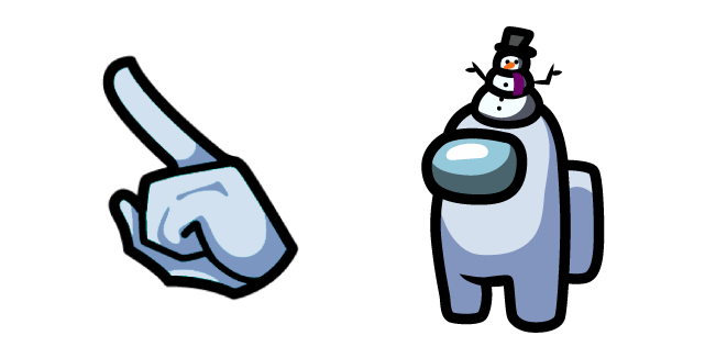 Among Us White Character in Snowman Hat Cursor