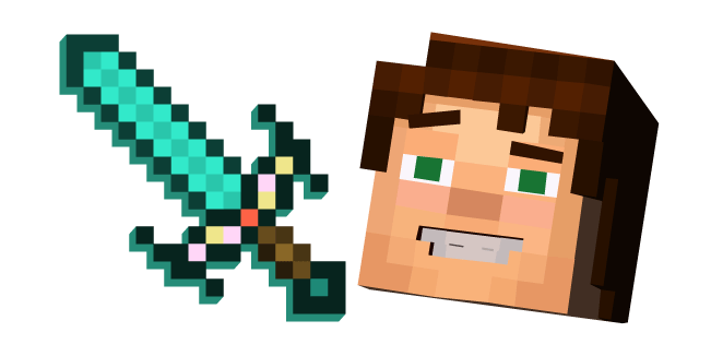 Minecraft Story Mode Jesse And Enchanted Diamond Sword Cursor Custom Cursor