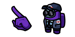 Among Us Purple Character in Security Guard Outfit cursor