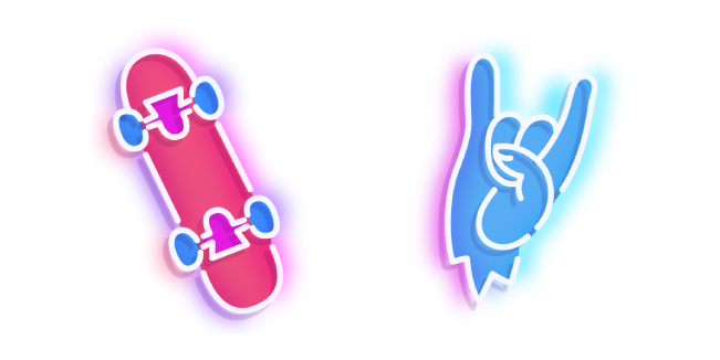 Neon Skateboard and Rock Hand Cursor