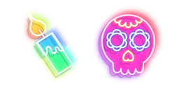 Neon Day of The Dead Skull and Candle cursor