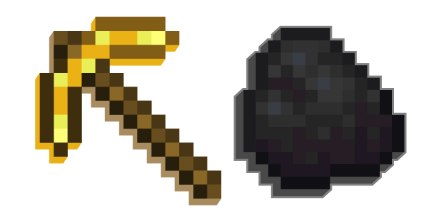 Minecraft Golden Pickaxe and Coal Cursor