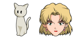 Neon Genesis Evangelion Ritsuko Akagi and Cat Figure Curseur