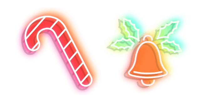 Neon Candy Cane and Bell Cursor