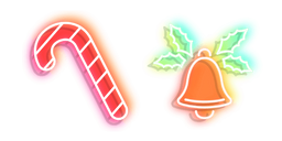 Neon Candy Cane and Bell Cursor