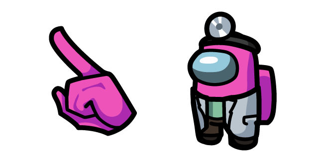 Among Us Pink Character in Scientist Outfit Cursor