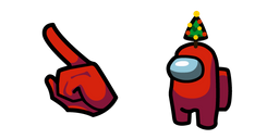 Among Us Red Character in Christmas Tree Hat Cursor