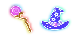 Neon Magic Staff and Wizard Hat Cursor