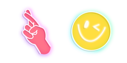 Neon Good Luck Hand Sign and Smile Curseur