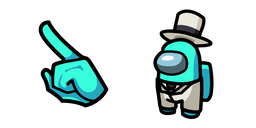 Among Us Cyan Character in White Suit Outfit Cursor