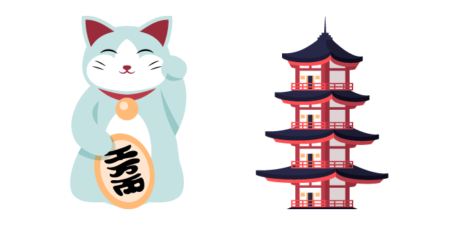 Japan Maneki-Neko and Pagoda Cursor