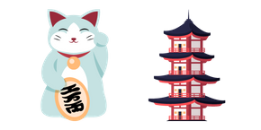 Japan Maneki-Neko and Pagoda Curseur
