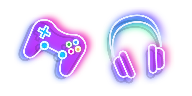 Neon Headphones and Joystick Cursor