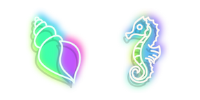 Neon Seahorse and Shell Curseur