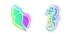 Neon Seahorse and Shell Cursor