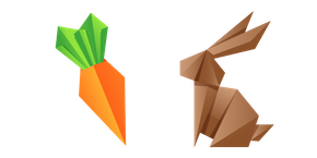Origami Rabbit and Carrot Curseur