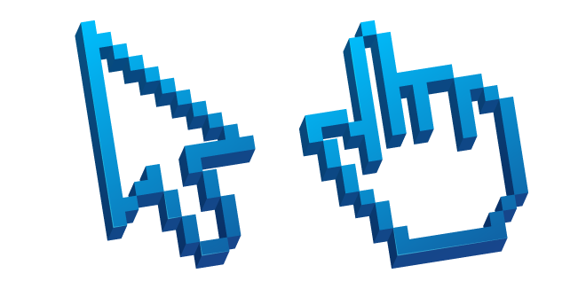 Синий Прозрачный 3D Пиксель курсор