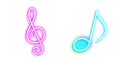 Neon Treble Clef and Note Curseur