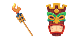 Tiki Mask and Burning Torch Cursor