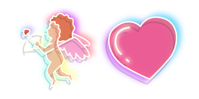 Neon Cupid and Heart Cursor