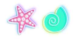 Neon Starfish and Shell Curseur