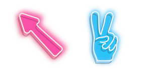 Курсор Pink Arrow and Blue Peace Hand Neon