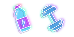 Neon Water Bottle and Dumbbell Cursor