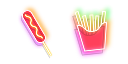 Neon Corn Dog and French Fries Cursor