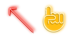 Red Arrow and Yellow Pointer Hand Neon Curseur