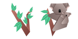 Origami Koala and Eucalyptus Curseur