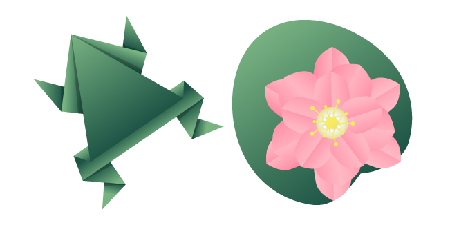 Origami Frog and Water Lily Cursor