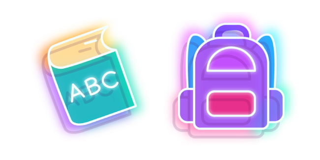 Neon Book and Backpack Cursor
