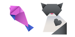 Origami Cat and Fish Curseur
