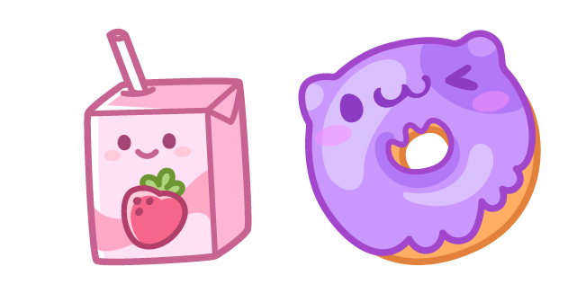 Cute Strawberry Milk And Donut Cursor Custom Cursor   Cute Strawberry Milk And Donut Pack 