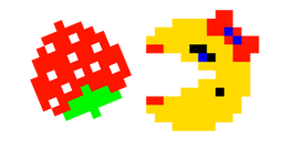 Pixel Ms. Pac-Man and Strawberry Cursor