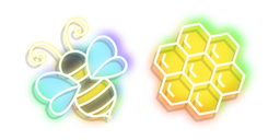 Neon Bee and Honeycomb Cursor