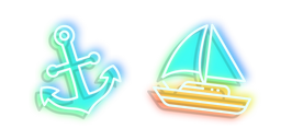 Neon Sailboat and Anchor Curseur