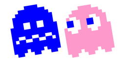 Pixel Pac-Man Pinky and Blue Ghost Cursor