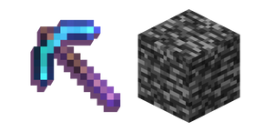 Minecraft Bedrock and Enchanted Diamond Pickaxe Cursor
