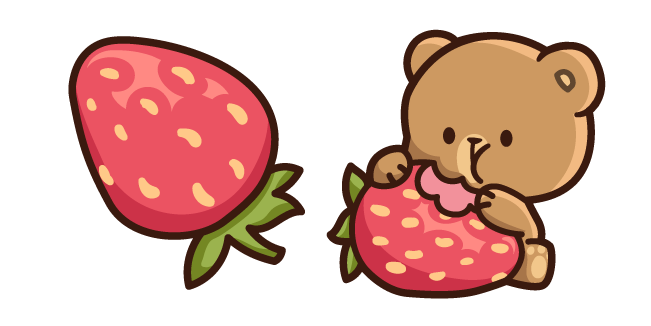 Cute Mocha Bear and Strawberry Cursor