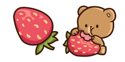 Cute Mocha Bear and Strawberry Curseur