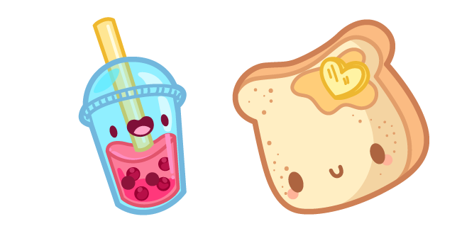 Cute Bread and Bubble Tea Cursor