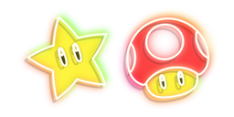 Neon Super Mario Mushroom and Super Star Curseur