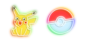 Neon Pokemon Pikachu and Pokeball  cursor