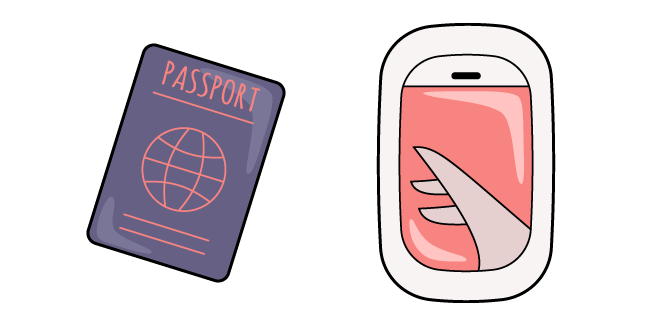 VSCO Girl Passport and Airplane Window Cursor
