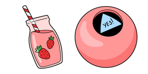 VSCO Girl Strawberry Drink and Magic 8 Ball Curseur