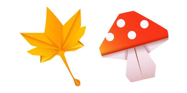 Origami Leaf and Mushroom Cursor